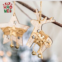 Nordic Ins Wood Hemp Rope Stars Deer Socks Bell Christmas Tree Pendants Hanging Accessories Christmas Decorations Creativity