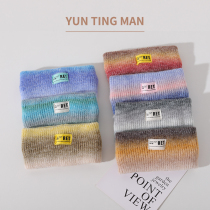  Net red ins hairband gradient color knitted hairband womens wide-brimmed pressure hairband wild casual sports elastic headband