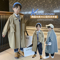 Boys windbreaker medium length 2021 new foreign style childrens autumn coat British big Children Spring and Autumn Tide childrens clothing
