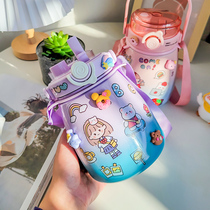 Gradient thermos cup female 1000ml portable net Red big belly cup large-capacity childrens water Cup cute high-value Cup