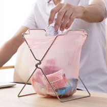 Kitchen foldable stainless steel classification trash can household garbage bag rack storage rag rack storage plastic bag shelf