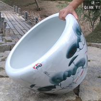 Jingdezhen ceramic fish tank Lotus tank Large water tank Water lily bowl Lotus basin Living room painting and calligraphy cylinder Turtle cylinder Feng Shui cylinder