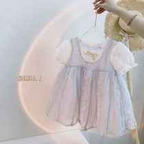 Childrens summer short sleeve dress girl baby Korean version of foreign bubble sleeve Lolita baby dress Princess dress