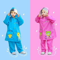 Childrens raincoat Brim boy girl Baby primary school bag raincoat rain pants set