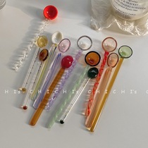 Coffee spoon milk mixing rod honey stick bar bar spoon cute candy series stained glass spiral spoon