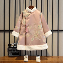 Girls cheongsam autumn and winter Chinese style childrens Tang dress thickened winter clothes