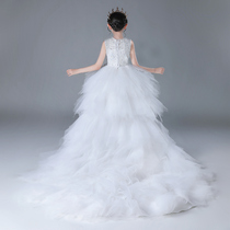 Girl princess dress puffy gauze flower girl children host evening dress wedding piano performance clothing birthday tailing high end