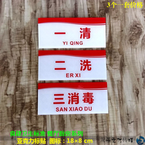 Acrylic Kitchen restaurant sanitary signs one clear two wash three disinfection Signs Restaurant hygiene standard stickers