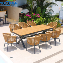 Nordic outdoor tables and chairs courtyard rattan chairs Net red homestay hotel sales department Villa Garden Outdoor rattan chair combination