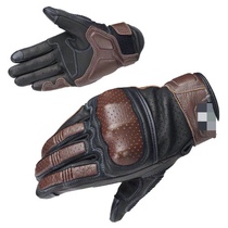 New KOMINE retro motorcycle black leather gloves outdoor riding gloves anti-drop wear-resistant locomotive touch screen