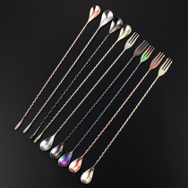 Stainless steel long handle spoon bartending Bar Bar Spoon Bar more mixing stick cocktail milk tea bar milk tea shop supplies 40cm