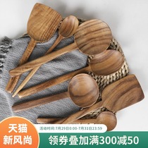 Wooden say Japanese teak stir-fry shovel Non-stick pan spatula Creative household wooden spoon Wooden shovel long handle kitchenware