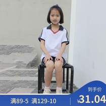 New Haizhu District public Summer parents cotton school uniforms White V collar men and women small student shirts more dance costumes