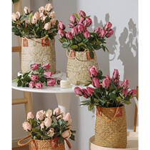 Nine Head Retro Rose Living-room Adornment Pendulum with flower bouquet emulated flower Fancy Flower Table Flower Furnishing