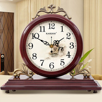 European creative sitting clock Chinese living room solid wood clock silent bedroom clock clock ornaments office retro clock