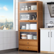 Kitchen storage cabinet floor-to-ceiling multi-storey household goods multifunctional shelf with door drawer locker bookshelf Wood