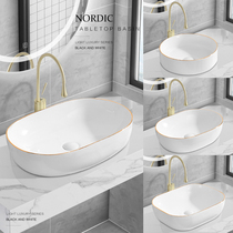 Nordic light luxury table basin round household wash basin basin single basin ceramic washbasin Phnom Penh art basin small size