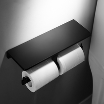 Nordic bathroom black solid double paper holder Bathroom tissue holder Space aluminum toilet paper holder Sanitary toilet paper holder roll