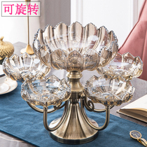 Nordic crystal glass multi-layer fruit plate home living room coffee table creative light luxury Net red snack candy plate