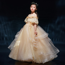 Girl Gown Girl Princess Dresses Princess Dresses Children Host Piano New Play Out Flowers Childlike Spring Gown