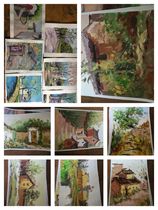 Gouache landscape painting Still Life copy manuscript gouache painting generation painting spot gouache painting pure hand painted gouache painting custom