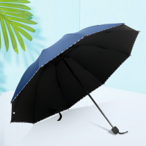 Business umbrella large size double men and women strong folding custom printed LOGO barometer and rain dual-use large sunscreen parasol