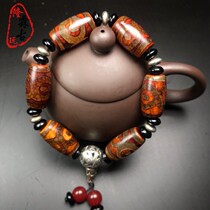 Fidelity Tibetan silver Tianzhu natural Agate Tianzhu hand string Natural Agate bracelet three eyes nine eyes Tianzhu mens and womens models