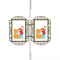 Five-star red flag celebration community billboard road flag frame blister flag Stainless steel light box pole flagpole