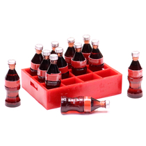 (mini model) a basket of 12 cola glass bottle model cute birthday holiday gift play house toys