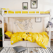 The houses creative cotton three-piece set of six-piece blue student dormitory bedding quilt cover sheets