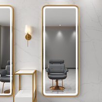 Barber shop mirror beauty salon mirror Net red LED strip light hair salon special one-piece floor-standing simple hair mirror