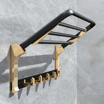 Space aluminum toilet rack wall-mounted towel shelf light luxury wind non-perforated bathroom toilet bath towel toilet