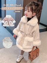 Korean girl coat autumn and winter plus velvet thickened 2021 new children Korean version of warm coat baby winter coat