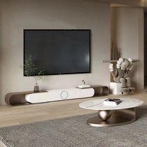 Light extravagant rock plate telescopic TV cabinet small family type living room with floor cabinet wall cabinet tea table modern minimalist home lockers