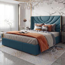 Italian simple luxury leather bed master bedroom light luxury double bed luxury Bentley furniture postmodern Net red all solid wood wedding bed
