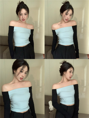 taobao agent Summer T-shirt, design mini-skirt, jacket, long sleeve, open shoulders, trend of season