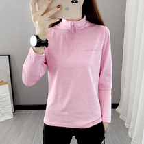 Quick-drying clothes womens autumn and winter long sleeves running plus velvet hiking fitness loose mountaineering clothes top sportswear quick-drying T-shirt