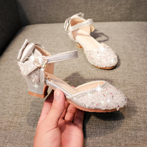 UK next sara girls sandals 2020 new crystal princess shoes soft bottom in the big childrens performance high heels