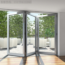 Aluminum alloy heavy folding door Balcony living room bathroom Villa shop car wash room anti-pinch hand glass sliding door