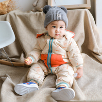 Korean baby clothes autumn and winter thickened sets of Ha clothes newborn jumpsuit winter clothes climbing clothes for men and women Baby Cotton clothes