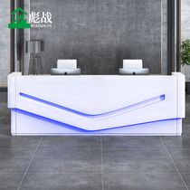 Biao Zhan white paint office desk Welcome reception desk Front desk office bar Modern cashier can be customized
