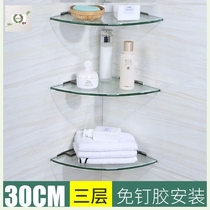 Bathroom triangle glass multi-layer shelf Load-bearing double thickened 304 corner frame Flower rack shelf toilet