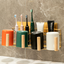 Light extravagant wall-mounted toothbrush rack gargling cup rack dental cylinder tooth cup with suit toilet storage free of punch
