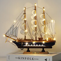Sailing Model Swing Piece One Sail Smooth Boat Model Living Room Small Wooden Boat Xuanguan Wine Cabinet TV Cabinet Bookcase Furnishing Presents
