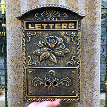 European-style villa cast aluminum mailbox outdoor wall-mounted newspaper box with lock pastoral galvanized rainproof retro mailbox
