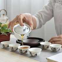 Chinese style anti-scalding lid bowl ceramic home tea maker large number single hand grip bubble teapot tea water separation tea cup