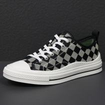 Sails Shoes Mens Boomer Shoes 2022 Summer New Plaid Cloth Shoes Low Help Flat Heel Teen Students Deodorant Board Shoes