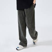 PSO Brand corduroy overalls mens loose straight 2021 new casual trousers Joker wide leg pants
