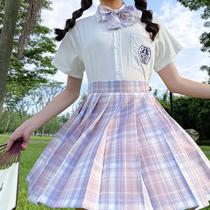 jk skirt genuine schoolboy pleated skirt Girls short skirt Pink lattice skirt jk uniform skirt suit full summer