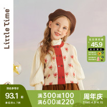 littletime girl knit waistcoat spring autumn outside wearing 2022 new baby art style sweater childrens vest